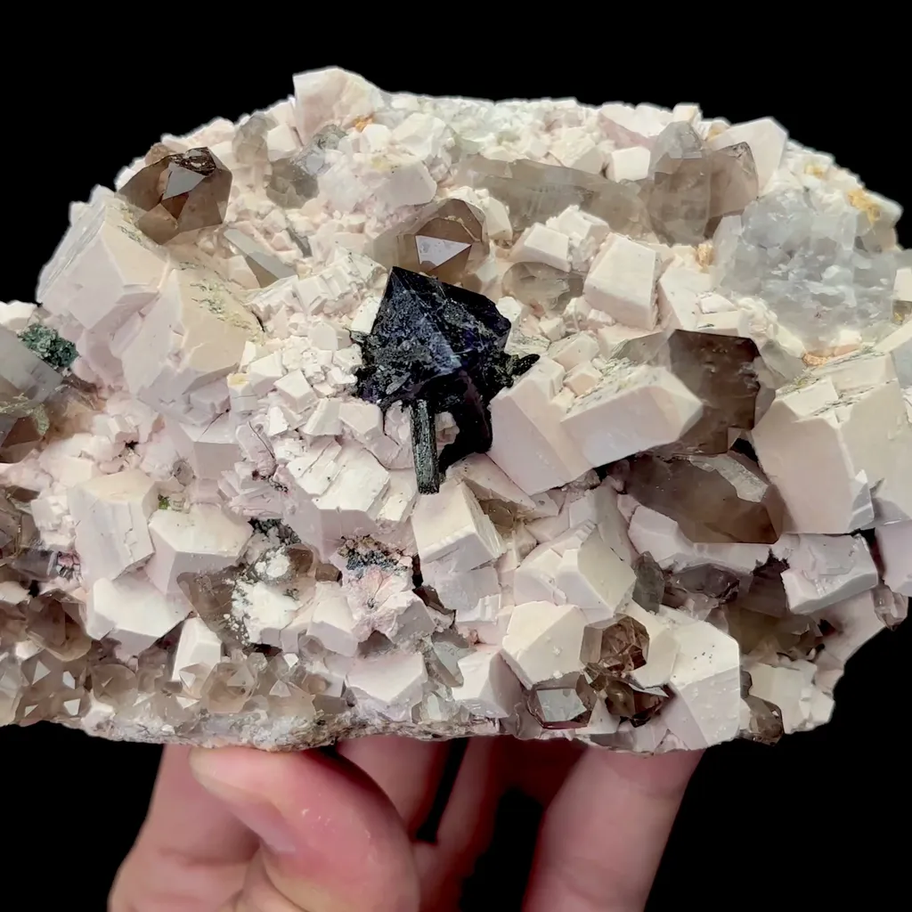 Natural Feldspar, Smoky Crystal and Fluorite Symbiosis Mineral Specimen,High Quality Specimen,FUJIAN,CHINA(145*80*52mm) image