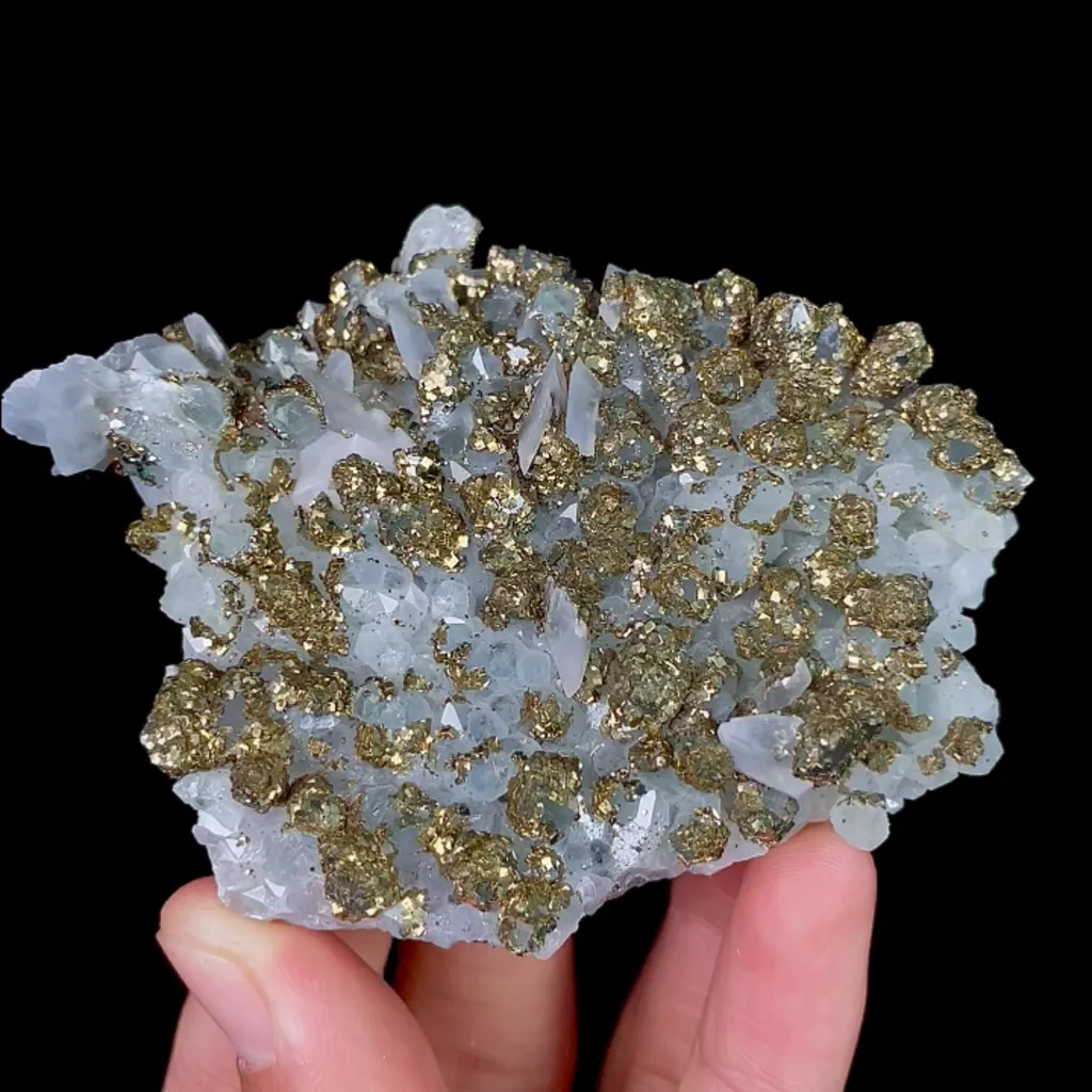 Natural Flake Calcite and Pyrite, Mineral Specimen:Fujian,China (80*70*25MM) image