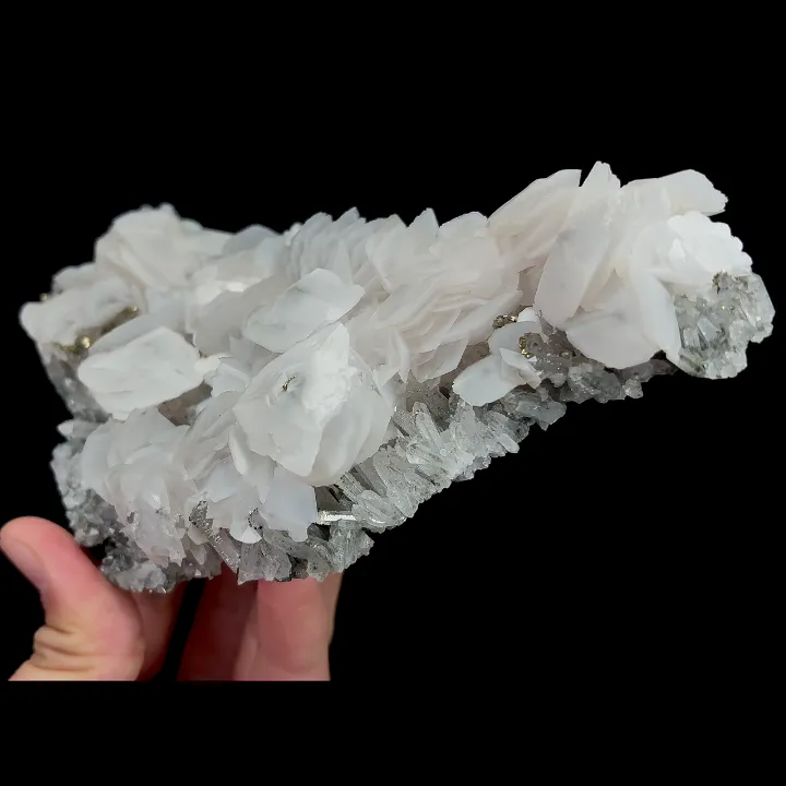 Natural Flaky Calcite and Clear Quartz Cluster with Pyrite, Mineral Specimen:Fujian,China (180*85*35MM) - image 4