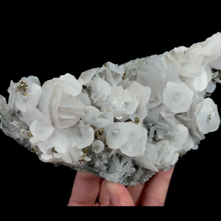 Natural Flaky Calcite and Clear Quartz Cluster with Pyrite, Mineral Specimen:Fujian,China (180*85*35MM) - image 3