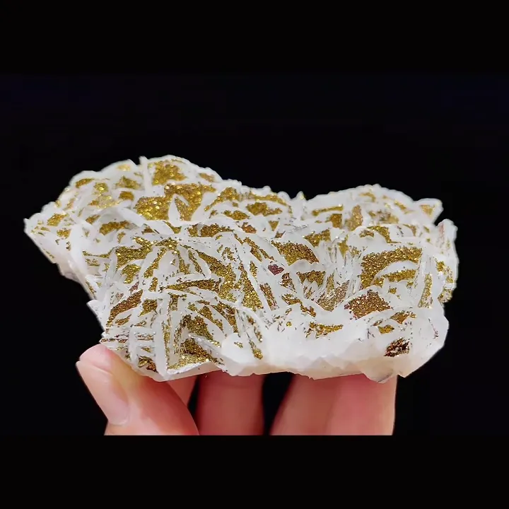 Natural Flaky Calcite and Pyrite Symbiosis comes from Fujian,China 95*60*25MM - image 2