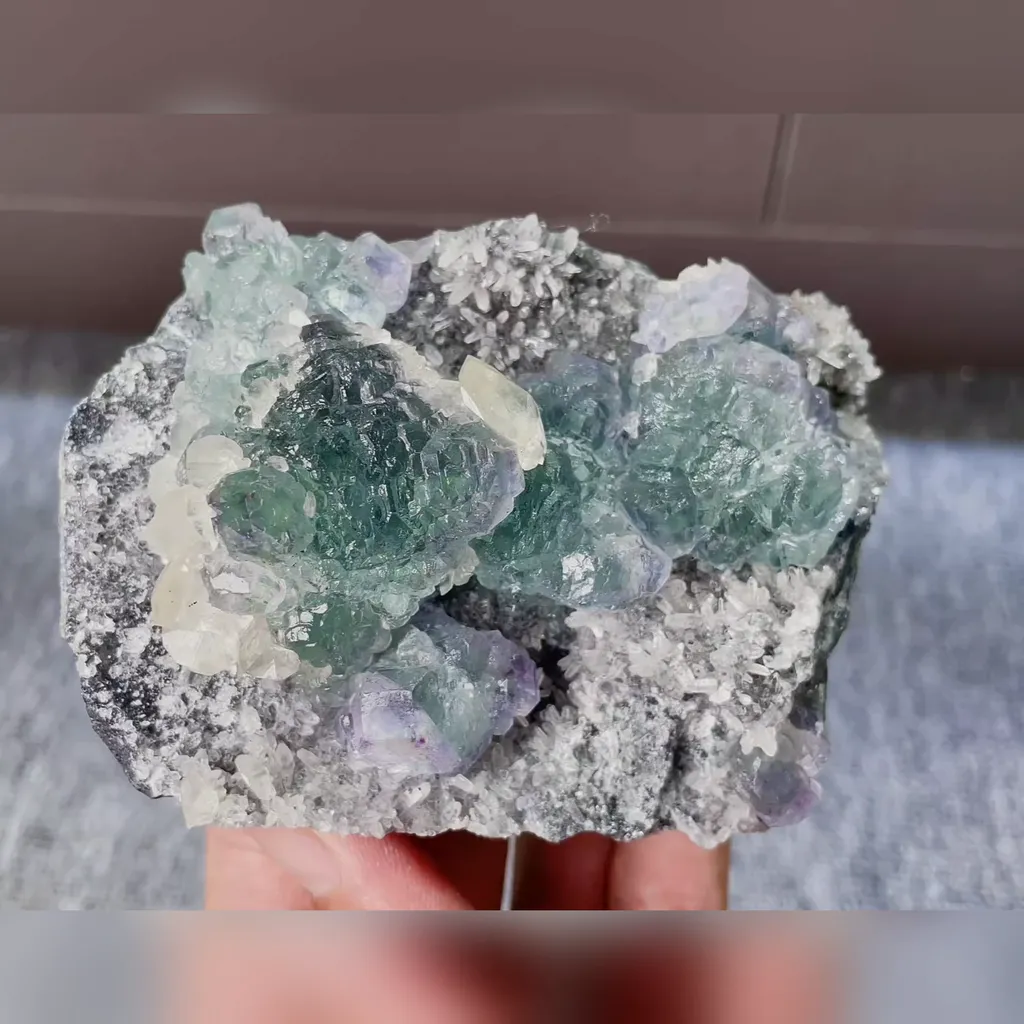 Natural Fluorite and Calcite Symbiosis comes from Fujian,China 95*70*40MM image