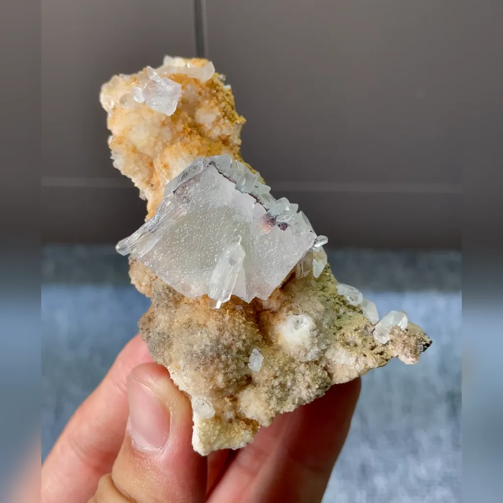 Natural Fluorite and Gypsum Symbiosis  comes from Guizhou,China 45*75*40MM image