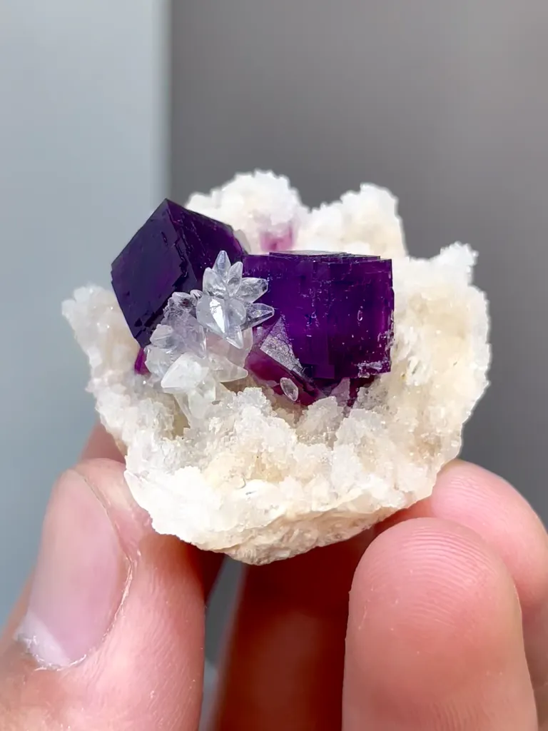Natural Fluorite and Mica Crystal Coexist comes from Anhui,China 30*30*20MM image