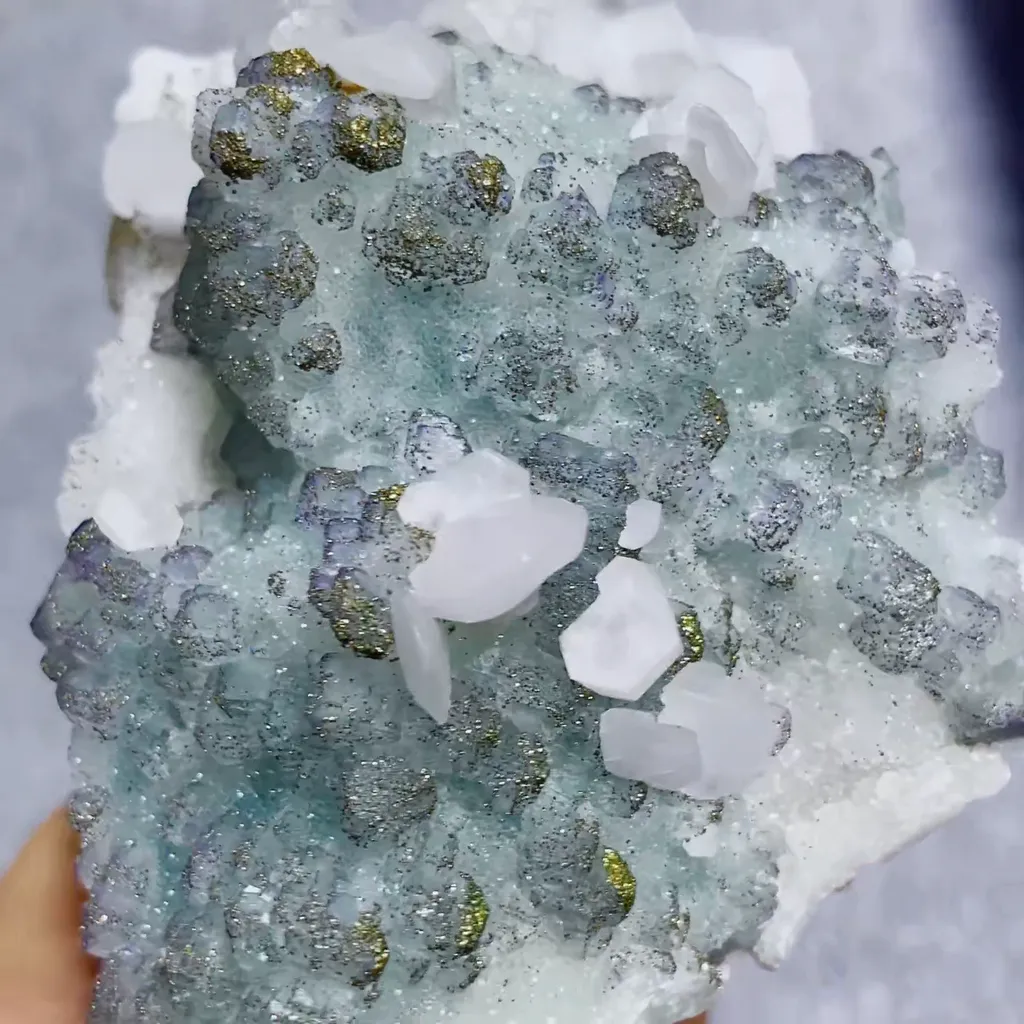 Natural Fluorite and Pyrite and Calcite Symbiosis comes from Fujian,China 110*75*55MM - image 2