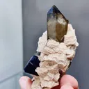 Natural Fluorite and Smoky Quartz coexist comes from Wulian,Shandong 40*40*70MM - image 3