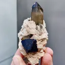 Natural Fluorite and Smoky Quartz coexist comes from Wulian,Shandong 40*40*70MM - image 1