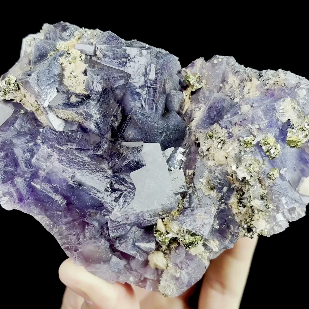 Natural Fluorite Bismuthinite and Pyrite Mineral Specimen,High Quality Specimen,YAO GANG XIAN,HUNAN,CHINA(130*88*35mm) image