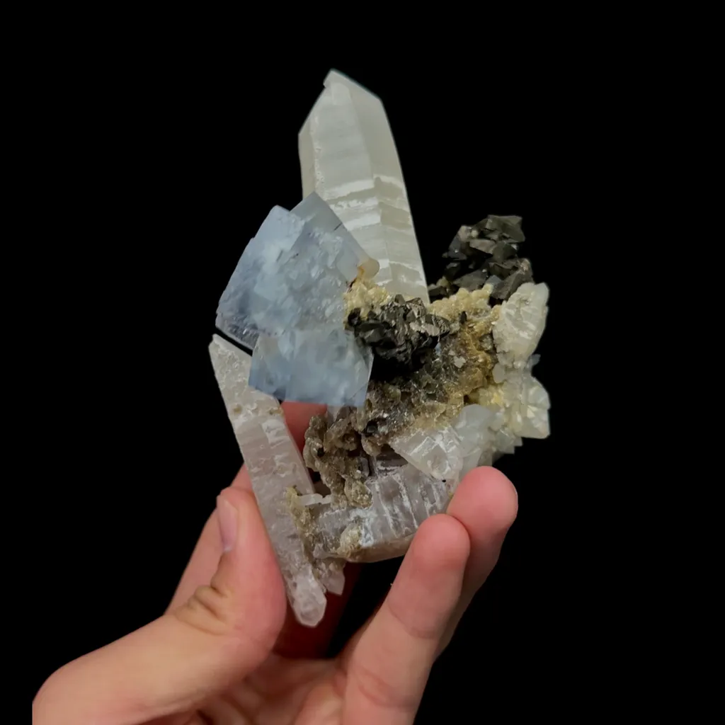 Natural Fluorite Mica Quartz and Arsenopyrite Mineral Specimen,High Quality Specimen,YAO GANG XIAN,HUNAN,CHINA(115*56*115mm) - image 3