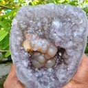 Natural Fluorite with Calcite in Amethyst Geode natural mineral Specimen - image 6