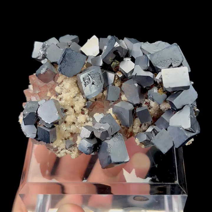 Natural Galena, Red Quartz and Calcite,Mineral Specimen:Jiangxi,China (80*65*40MM) image