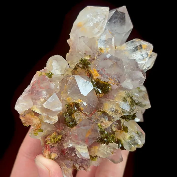 Natural Garden Quartz and Epidote, Mineral Specimen:Meigu,Sichuan (95*80*50MM) image