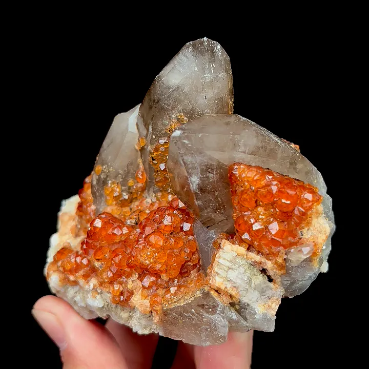 Natural Garnet and Smoky Quartz, Mineral Specimen:Fujia,China (100*60*65MM) image
