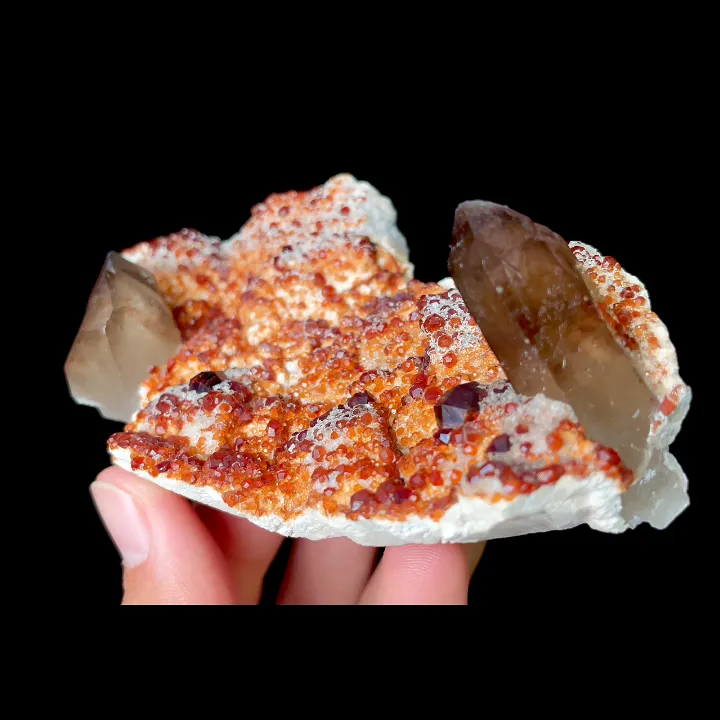 Natural Garnet and Smoky Quartz, Mineral Specimen:Fujian,China (105*65*40MM) image