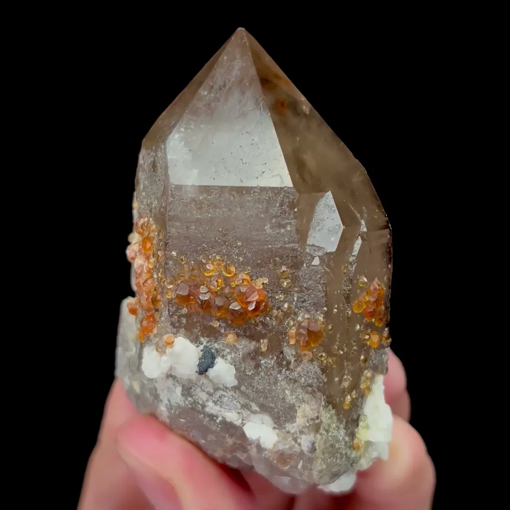 Natural Garnet and Smoky Quartz Tower Mineral Specimen,High Quality Specimen,FUJIAN,CHINA(35*35*70mm) image