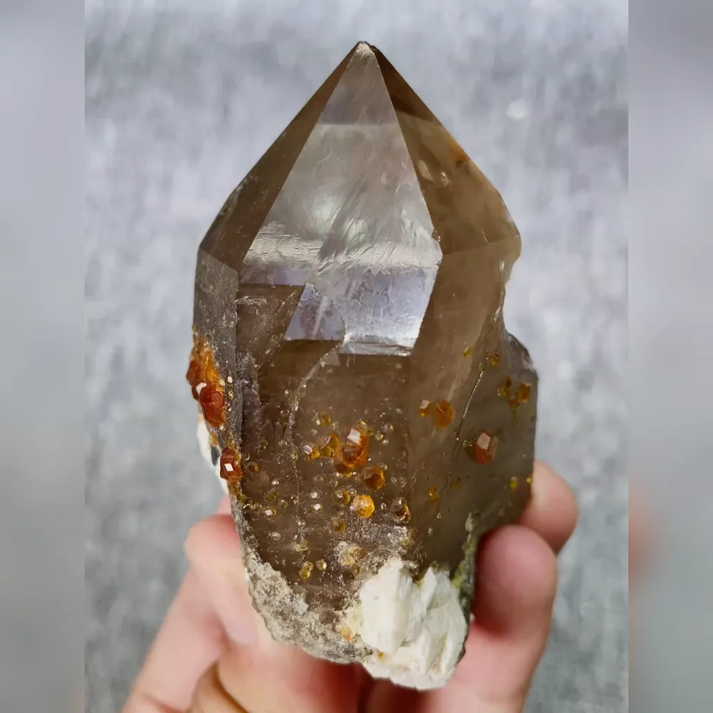 Natural Garnet and Smoky Quartz Tower Symbiosis comes from Fujian,China 35*35*70MM image