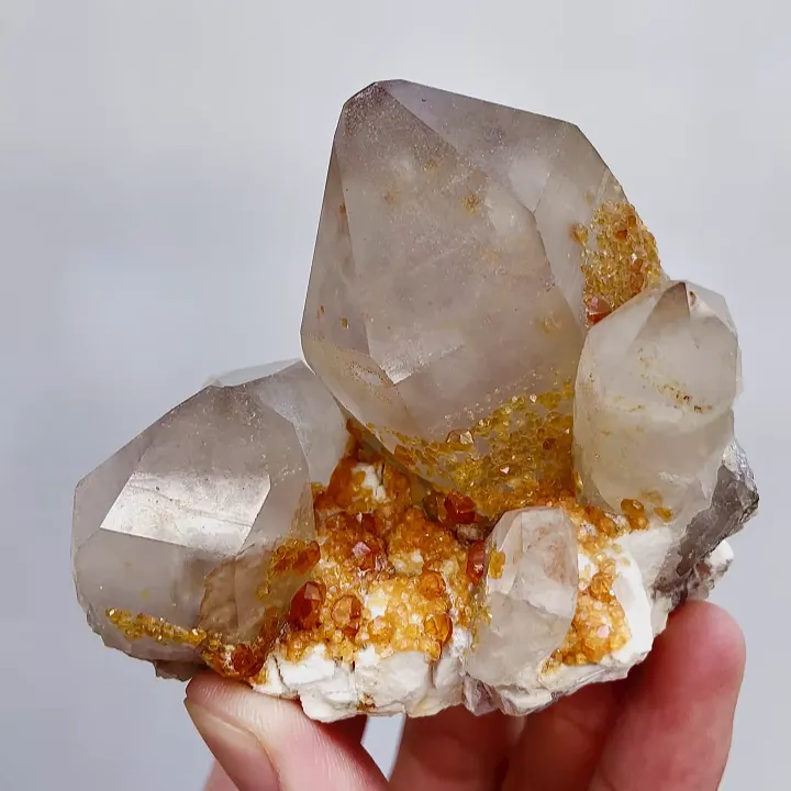 Natural Garnet & Smoky Quartz, Mineral Specimen:Fujian,China (75*65*65mm) image