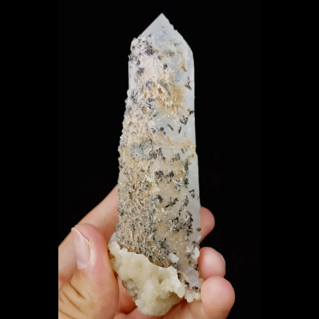 Natural Goethite and Clear Quartz Tower comes from Inner Mongolia,China 30*35*105MM - image 2