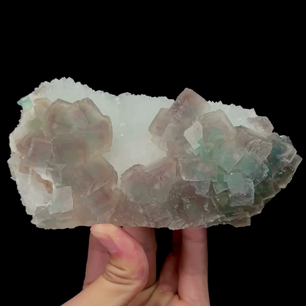 Natural Green and Purple Fluorite and Crystal Symbiosis Mineral Specimen,High Quality Specimen,ZHEJIANG,CHINA(160*84*38mm) image