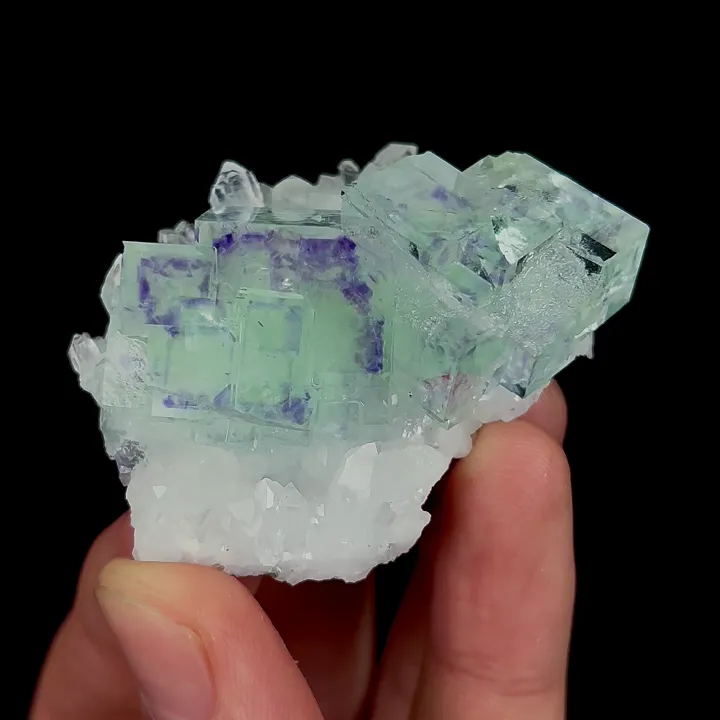 Natural Green and Purple Phantom Fluorite and Quartz, Mineral Specimen:Zhejiang,China (70*55*40MM) image