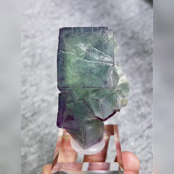 Natural Green and Purple Phantom Fluorite comes from Yaogangxian,Hunan 35*60*25MM image