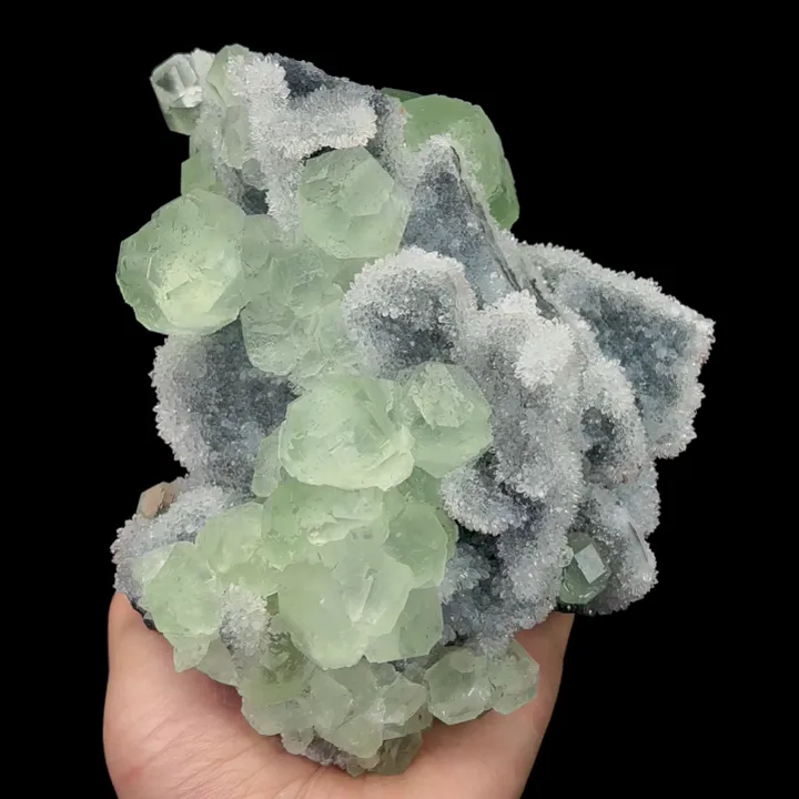 Natural Green Calcite and Quartz Cluster,Mineral Specimen:Fujian,China (140*150*75MM) image