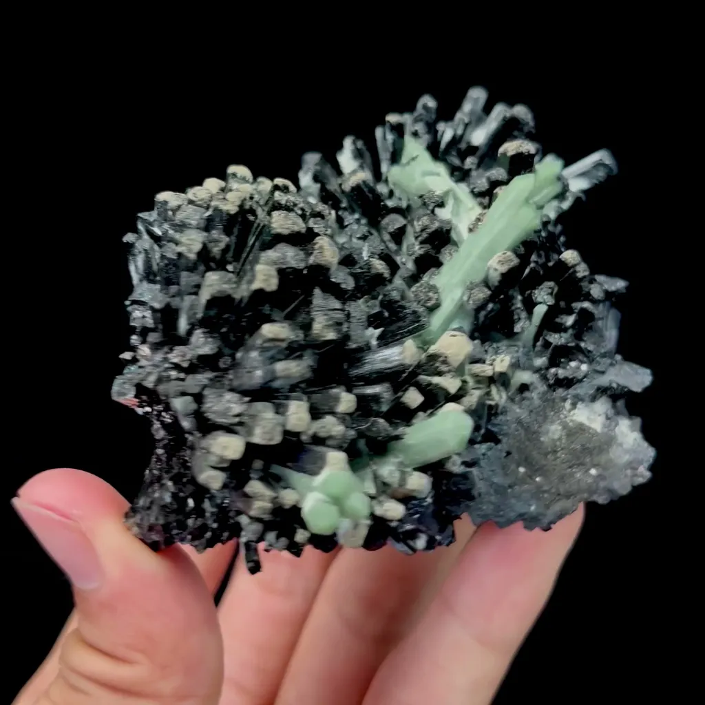 Natural Green Crystal and Black Tourmaline Mineral Specimen,High Quality Specimen,HUANGGANG LIANG,INNER MONGOLIA,CHINA(80*70*54mm) - image 2