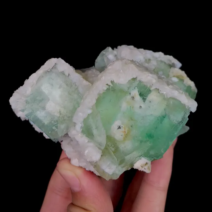 Natural Green Cube Fluorite and Calcite, Mineral Specimen: Xianghualing,Hunan (70*70*60MM) - image 3