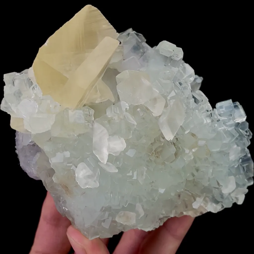 Natural Green Cube Fluorite and Calcite, Mineral Specimen:Xianghualing,Hunan (100*90*70MM) image