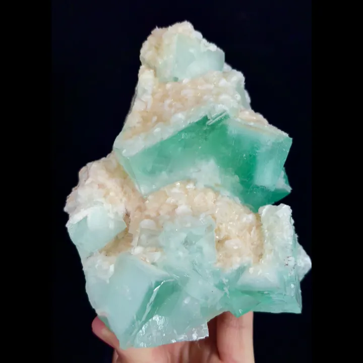Natural Green Cube Fluorite and Calcite, Mineral Specimen:Xianghualing,Hunan (105*140*60MM) - image 4