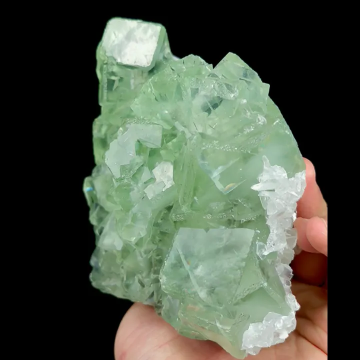 Natural Green Cube Fluorite and Calcite, Mineral Specimen:Xianghualing,Hunan (115*130*90MM) image