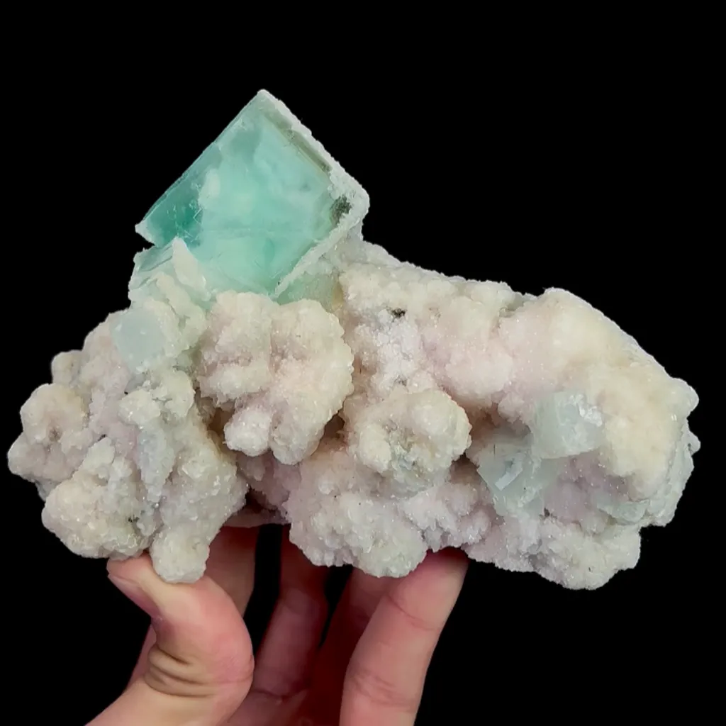 Natural Green Cube Fluorite and Calcite, Mineral Specimen:Xianghualing,Hunan (145*75*80MM) - image 6