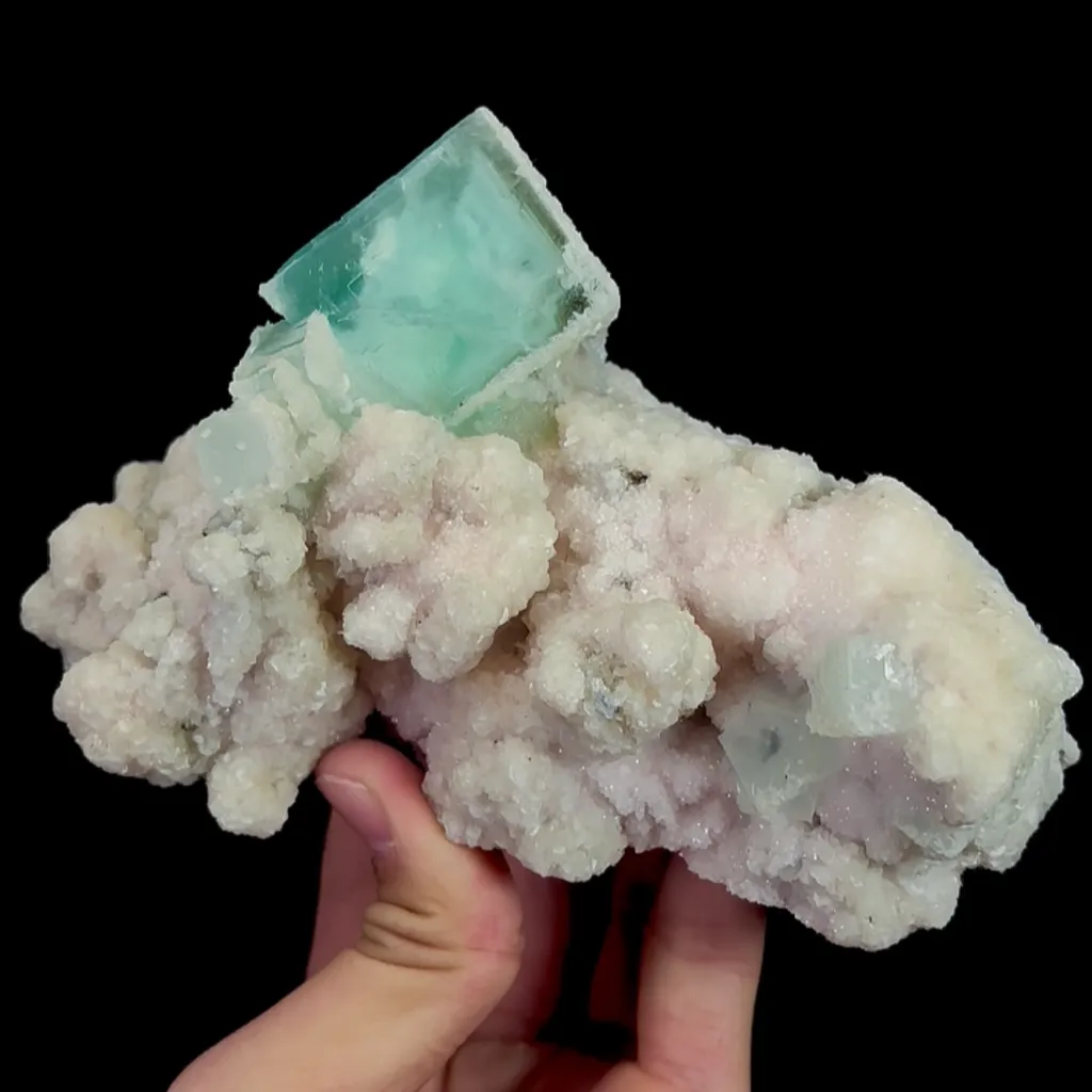 Natural Green Cube Fluorite and Calcite, Mineral Specimen:Xianghualing,Hunan (145*75*80MM) - image 5