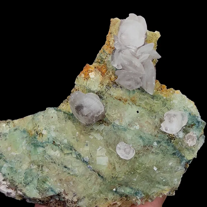 Natural Green Cube Fluorite and Calcite, Mineral Specimen:Xianghualing,Hunan (155*130*45MM) - image 3