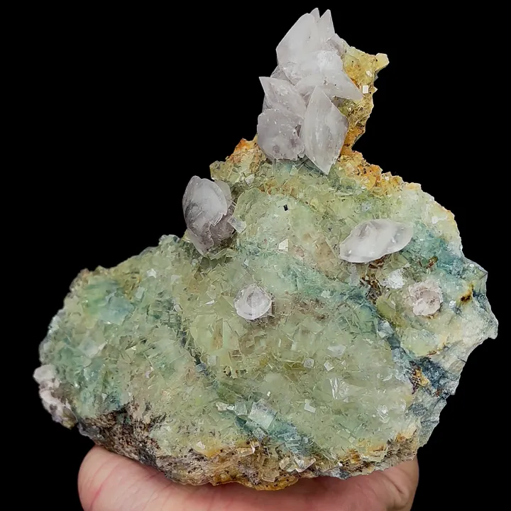 Natural Green Cube Fluorite and Calcite, Mineral Specimen:Xianghualing,Hunan (155*130*45MM) - image 2