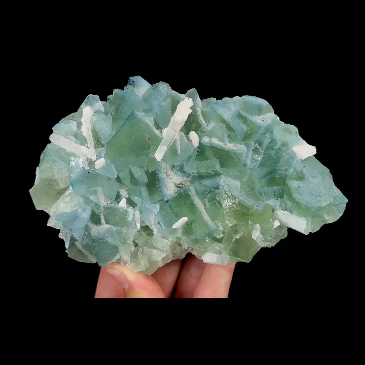 Natural Green Cube Fluorite and Calcite, Mineral Specimen:Xianghualing,Hunan (155*95*40MM) image