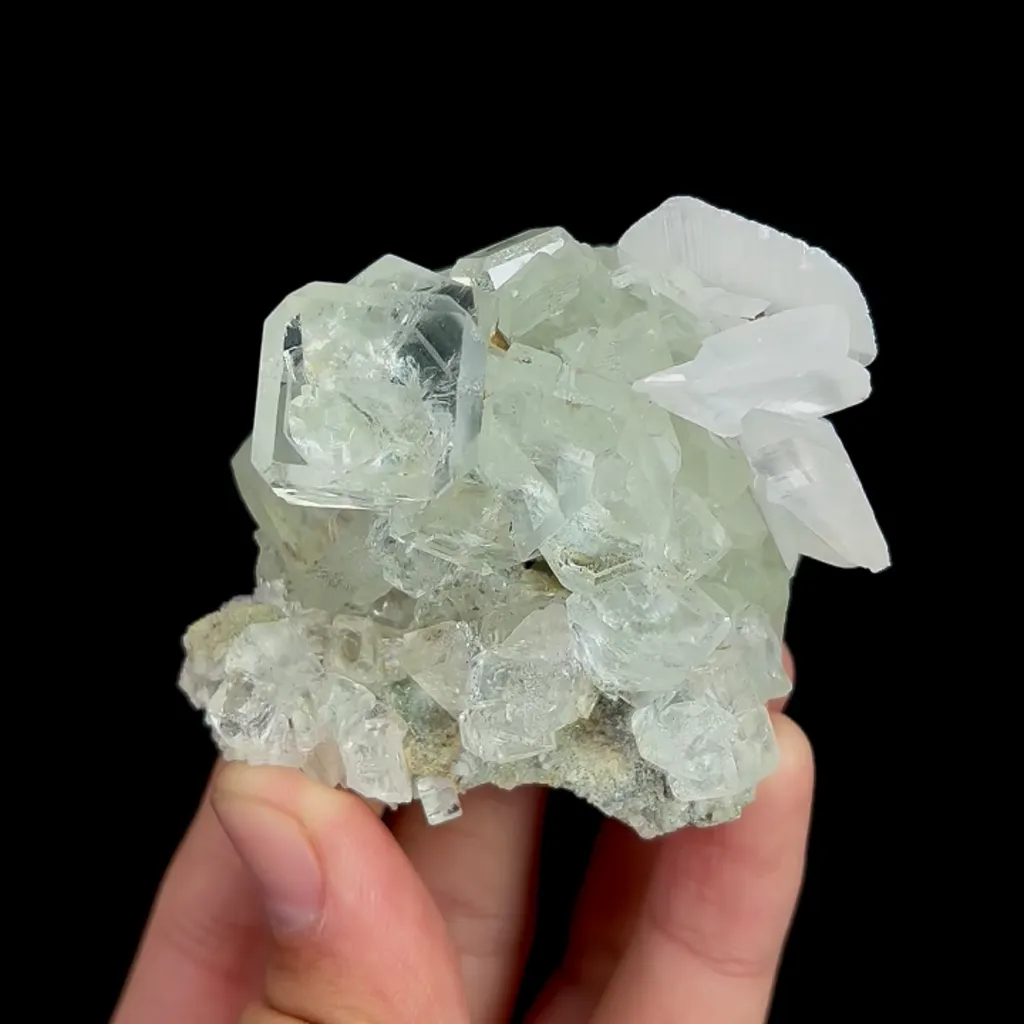 Natural Green Cube Fluorite and Calcite, Mineral Specimen:Xianghualing,Hunan (65*60*40MM) image