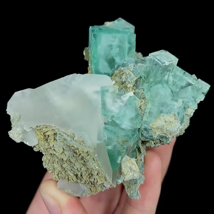 Natural Green Cube Fluorite and Calcite, Mineral Specimen:Xianghualing,Hunan (80*55*45MM) - image 7