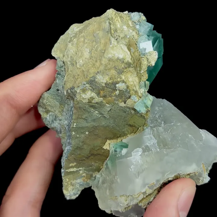 Natural Green Cube Fluorite and Calcite, Mineral Specimen:Xianghualing,Hunan (80*55*45MM) - image 6
