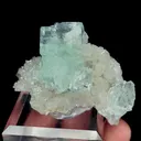 Natural Green Cube Fluorite and Quartz Cluster, Mineral Specimen: Xianghualing,Hunan (45*30*25MM) - image 5