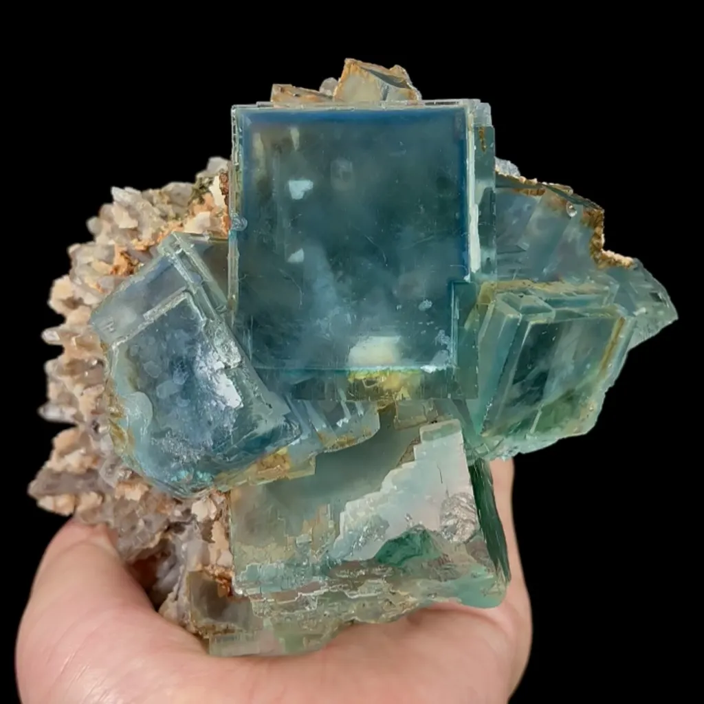 Natural Green Cube Fluorite and Quartz Cluster, Mineral Specimen:Yaogangxian,Hunan (140*100*80MM) - image 6
