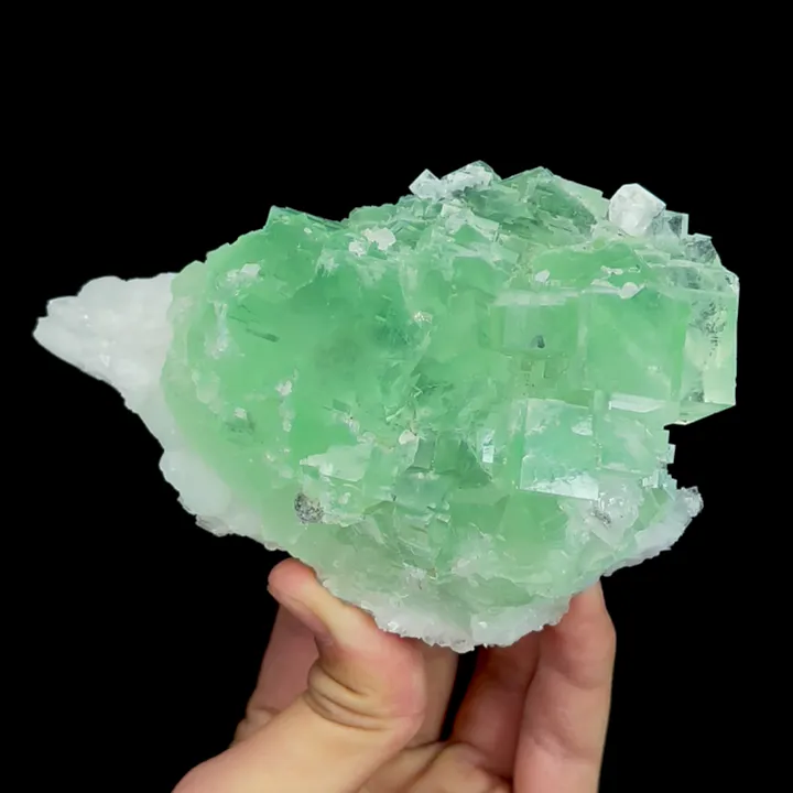 Natural Green Cube Fluorite and Quartz, Mineral Specimen:Xianghualing,Hunan (115*85*65MM) - image 5