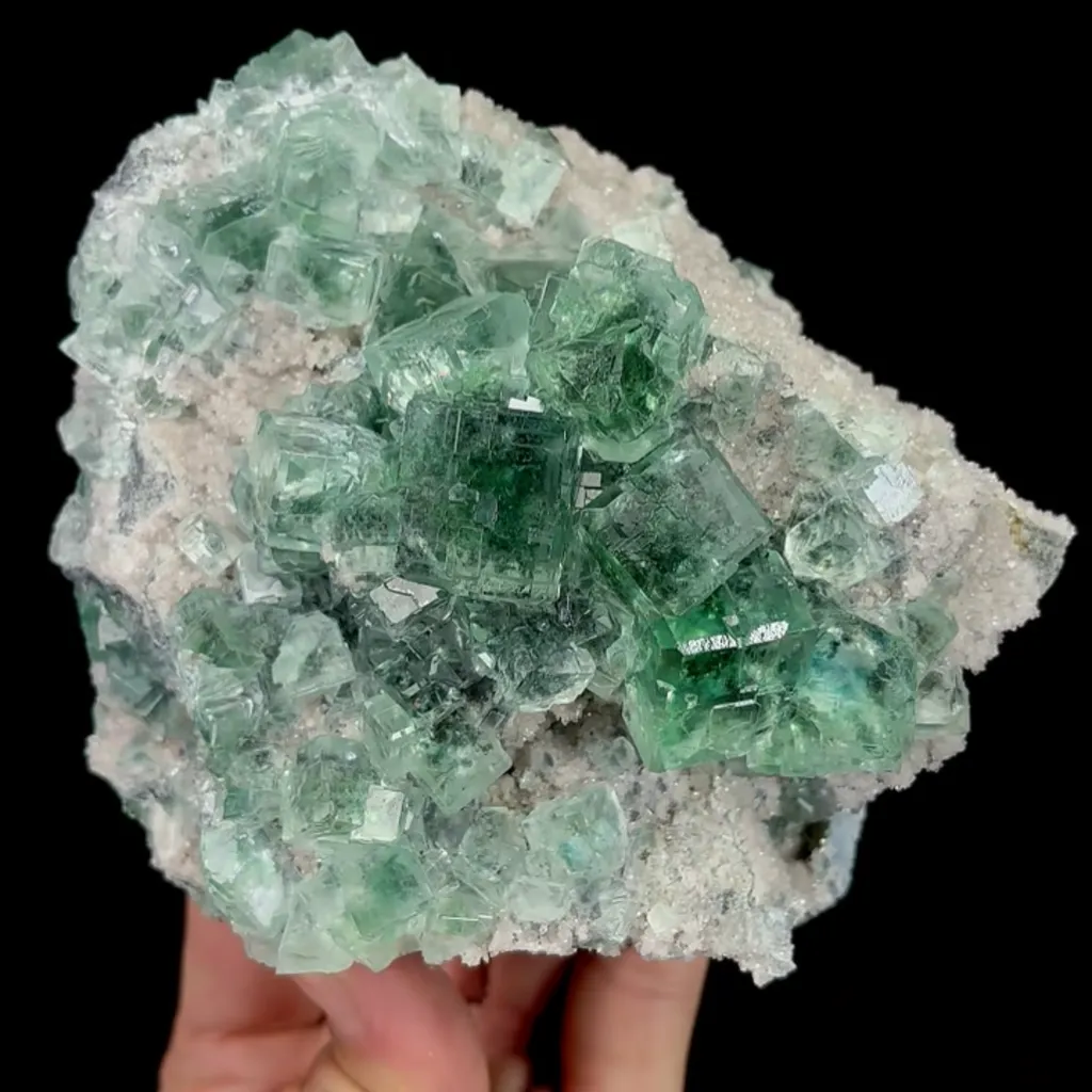 Natural Green Cube Fluorite and Quartz, Mineral Specimen:Zhejiang,China (120*105*55MM) - image 4