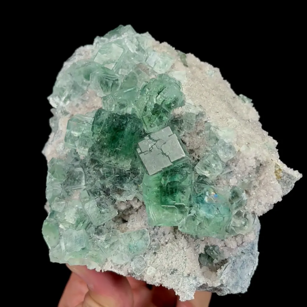 Natural Green Cube Fluorite and Quartz, Mineral Specimen:Zhejiang,China (120*105*55MM) image