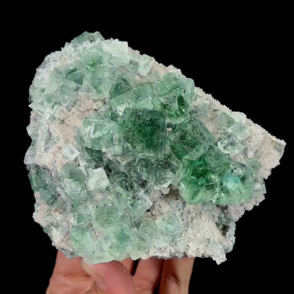Natural Green Cube Fluorite and Quartz, Mineral Specimen:Zhejiang,China (120*105*55MM) - image 5