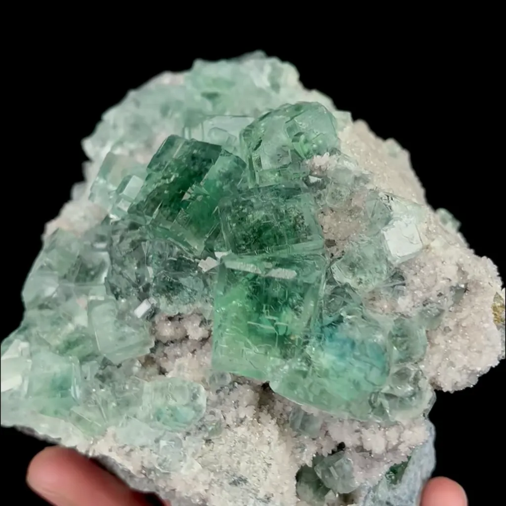Natural Green Cube Fluorite and Quartz, Mineral Specimen:Zhejiang,China (120*105*55MM) - image 3