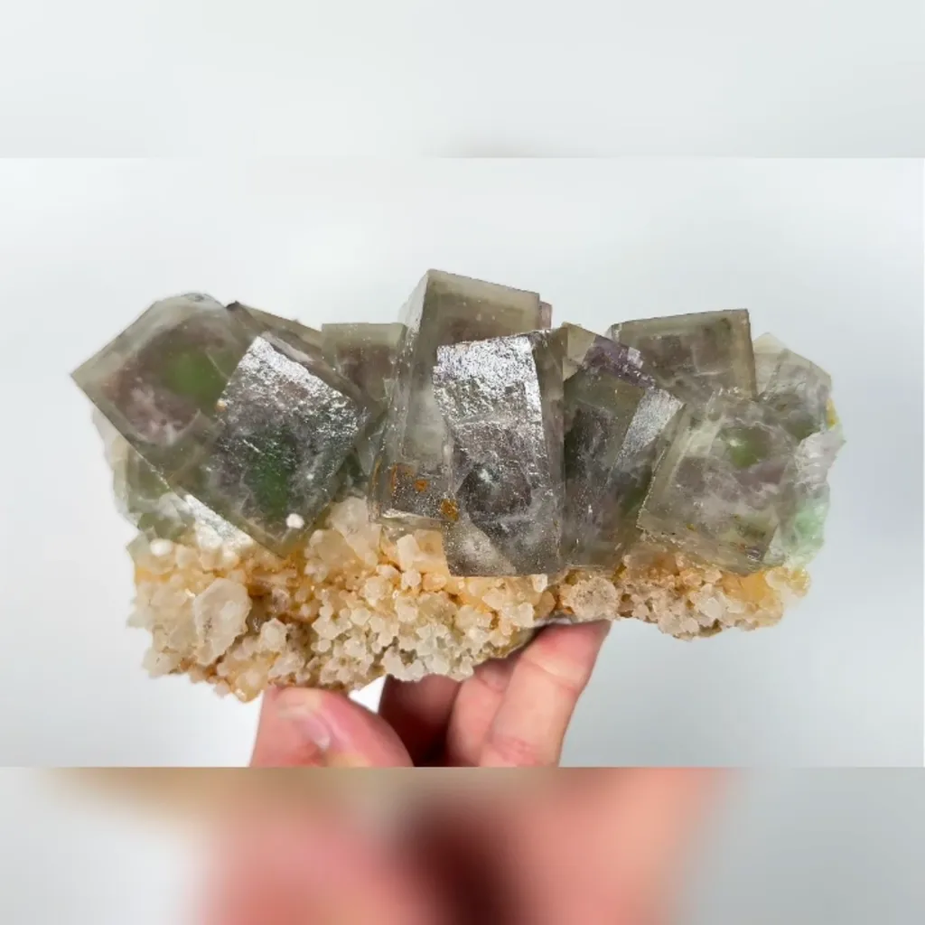 Natural Green Cube Fluorite and Quartz, Mineral Specimen:Zhejiang,China (160*95*70MM) - image 4