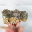 Natural Green Cube Fluorite and Quartz, Mineral Specimen:Zhejiang,China (160*95*70MM) - image 1