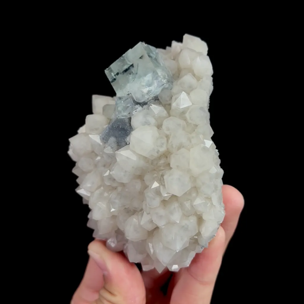 Natural Green Cube Fluorite and Quartz, Mineral Specimen:Zhejiang,China (80*110*55MM) image