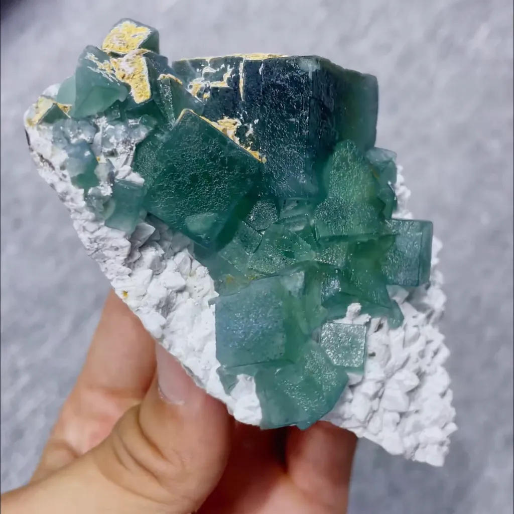 Natural Green Cube Fluorite comes from Inner Mongolia,China 100*65*45MM image
